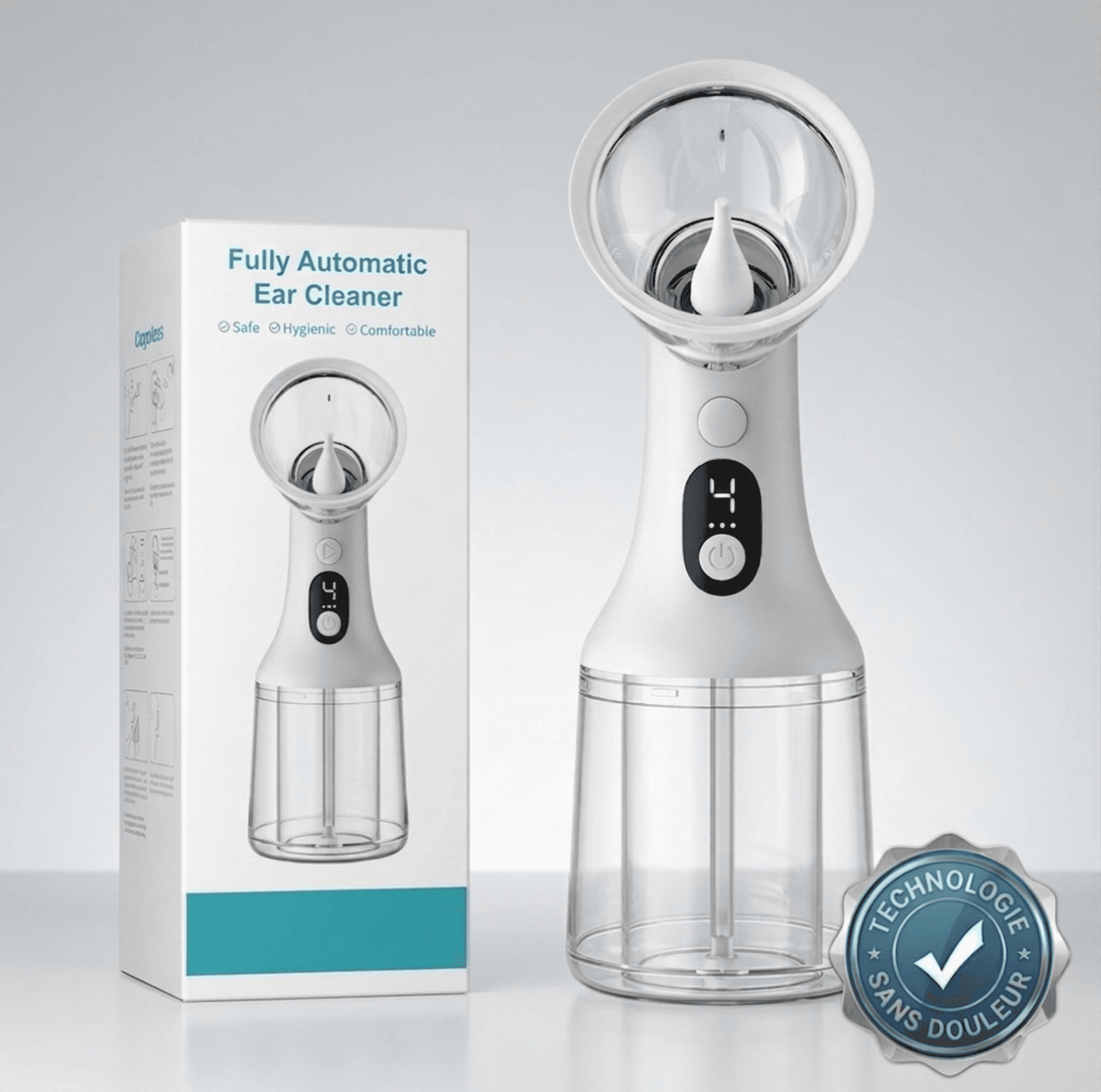 Nettoyeur d'Oreilles Pro Vita-Soin posé sur fond crème